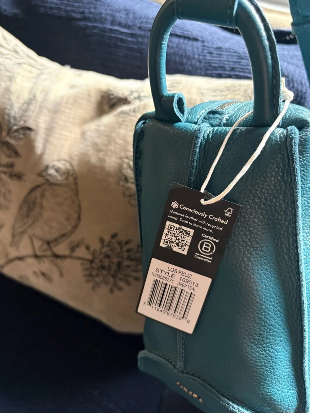 The Sak Los Feliz Medium Teal Zip-Top Hobo Bag NWT